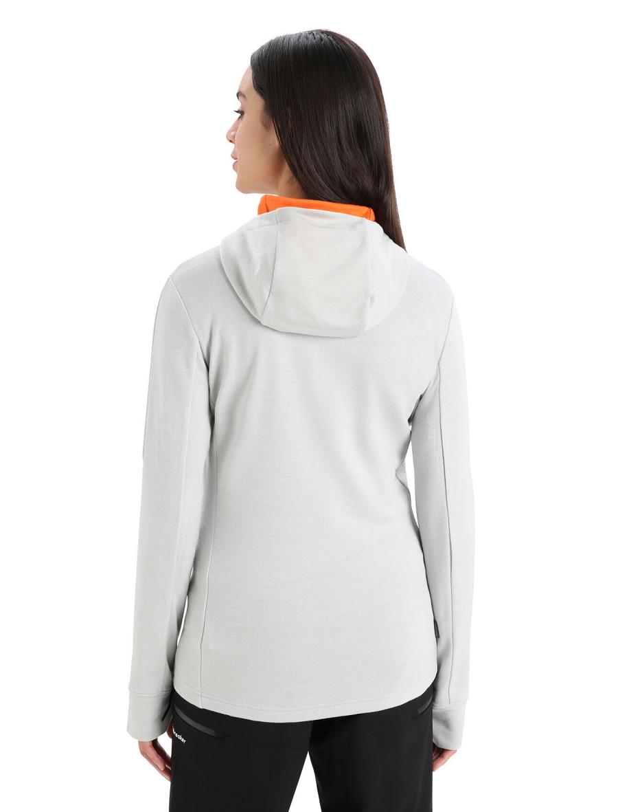 Ether / Flash Women's Icebreaker Merino Quantum III Long Sleeve Zip Hoodie | USA 1676RVDW